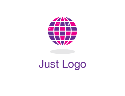 disco ball in the air with shining stars logo