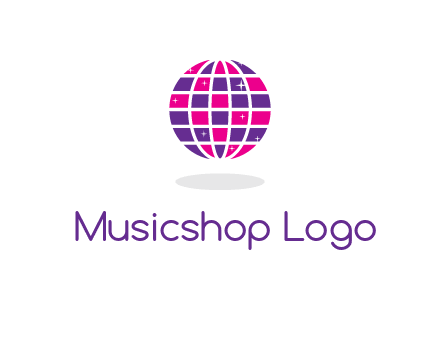 disco ball in the air with shining stars logo