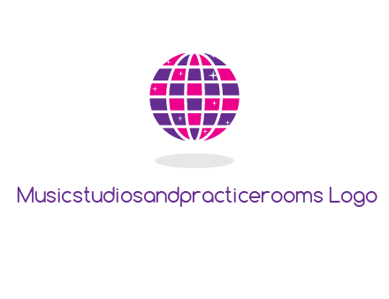 disco ball in the air with shining stars logo