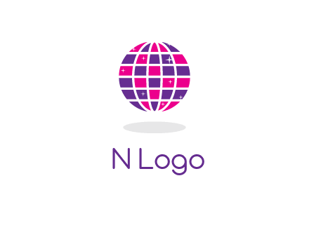 disco ball in the air with shining stars logo