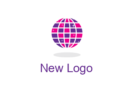 disco ball in the air with shining stars logo