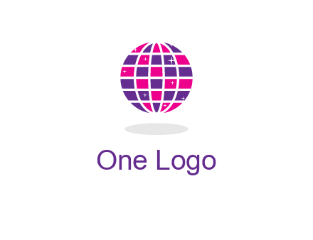 disco ball in the air with shining stars logo