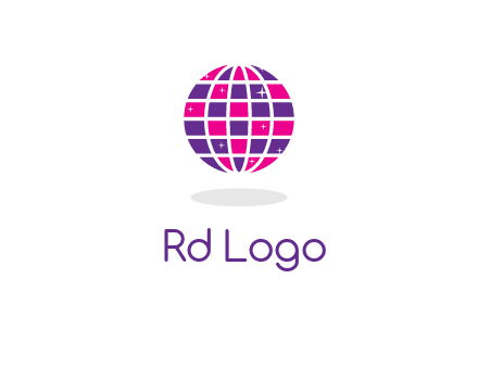 disco ball in the air with shining stars logo