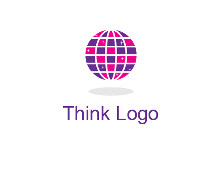disco ball in the air with shining stars logo