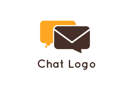 logo with a mail icon overlapping a chat or speech bubble
