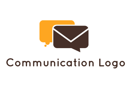 logo with a mail icon overlapping a chat or speech bubble