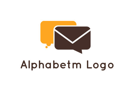 logo with a mail icon overlapping a chat or speech bubble