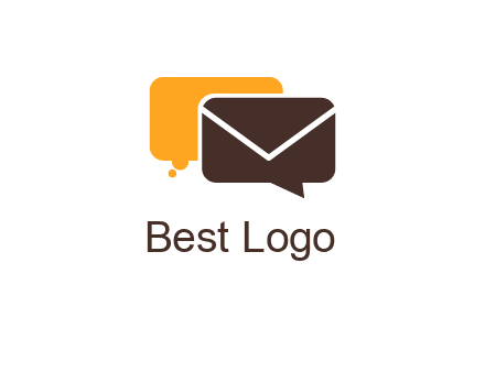logo with a mail icon overlapping a chat or speech bubble