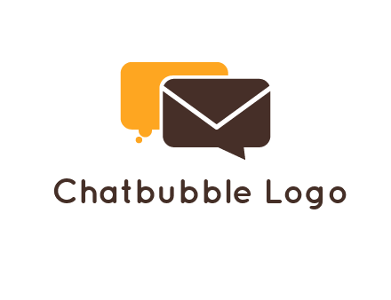 logo with a mail icon overlapping a chat or speech bubble