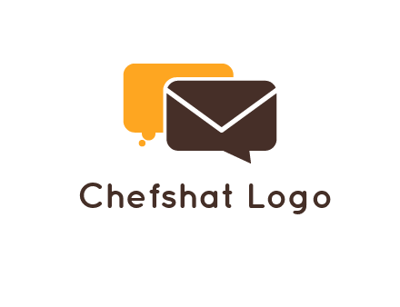 logo with a mail icon overlapping a chat or speech bubble