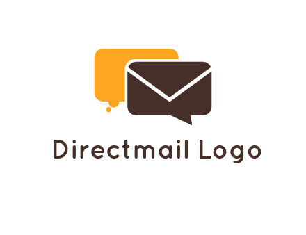 logo with a mail icon overlapping a chat or speech bubble