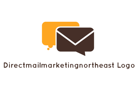 logo with a mail icon overlapping a chat or speech bubble