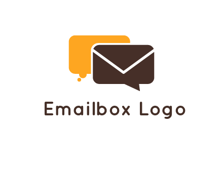 logo with a mail icon overlapping a chat or speech bubble