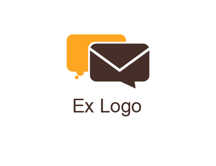 logo with a mail icon overlapping a chat or speech bubble