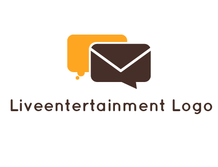 logo with a mail icon overlapping a chat or speech bubble