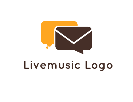 logo with a mail icon overlapping a chat or speech bubble