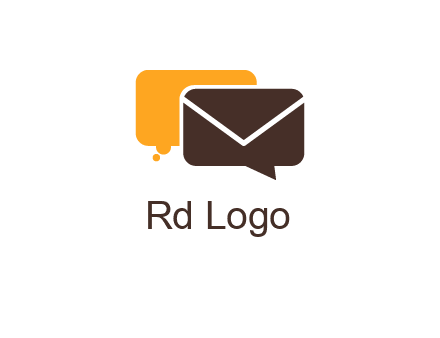 logo with a mail icon overlapping a chat or speech bubble