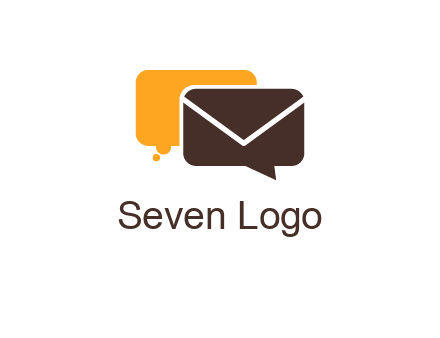 logo with a mail icon overlapping a chat or speech bubble