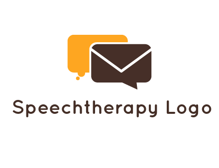 logo with a mail icon overlapping a chat or speech bubble