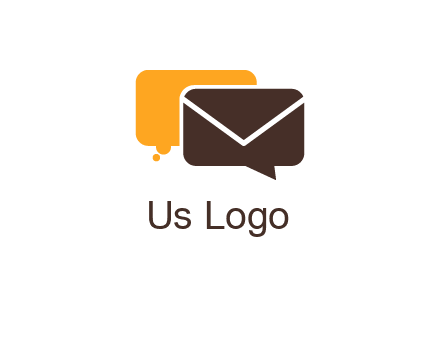 logo with a mail icon overlapping a chat or speech bubble