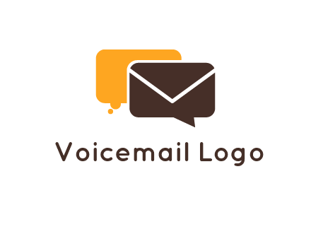 logo with a mail icon overlapping a chat or speech bubble