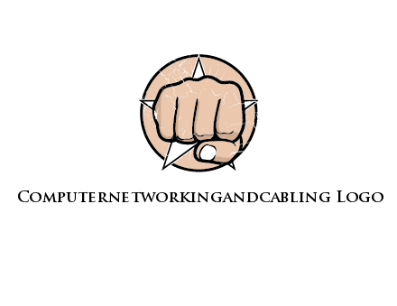 fist coming out of a star shaped rip in a circle logo