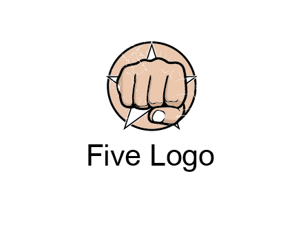 fist coming out of a star shaped rip in a circle logo
