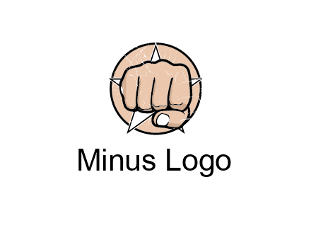 fist coming out of a star shaped rip in a circle logo