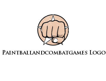 fist coming out of a star shaped rip in a circle logo
