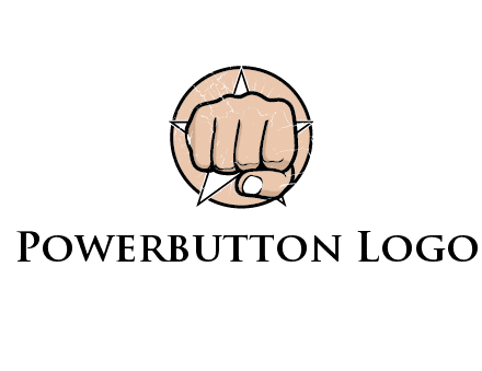 fist coming out of a star shaped rip in a circle logo
