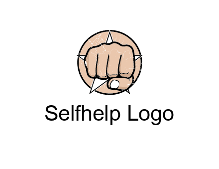 fist coming out of a star shaped rip in a circle logo