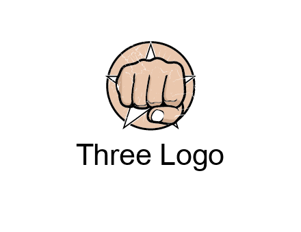 fist coming out of a star shaped rip in a circle logo