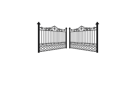 partially open metal fence gates logo