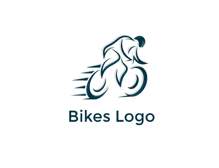 logo with an outline of a biker riding a bicycle