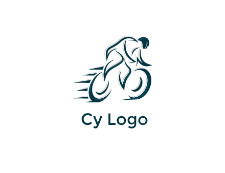 logo with an outline of a biker riding a bicycle