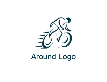 logo with an outline of a biker riding a bicycle