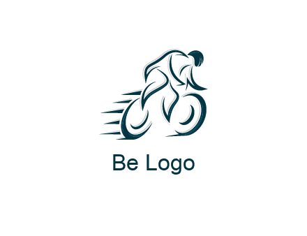 logo with an outline of a biker riding a bicycle