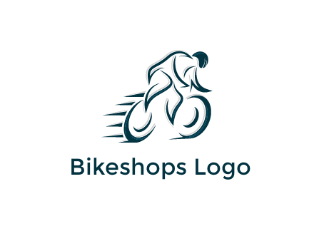 logo with an outline of a biker riding a bicycle