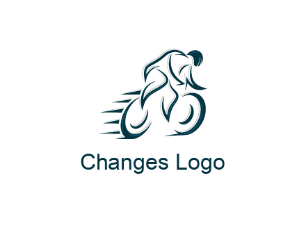 logo with an outline of a biker riding a bicycle