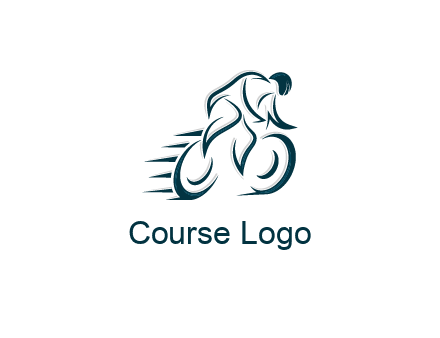 logo with an outline of a biker riding a bicycle