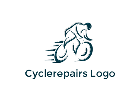 logo with an outline of a biker riding a bicycle