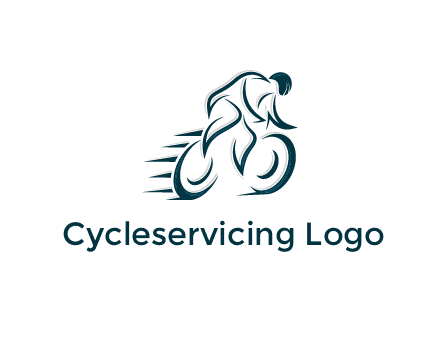 logo with an outline of a biker riding a bicycle