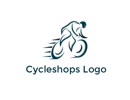 logo with an outline of a biker riding a bicycle