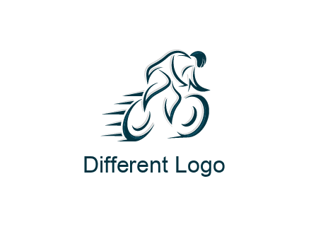 logo with an outline of a biker riding a bicycle