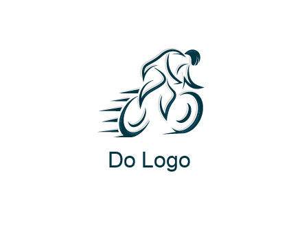 logo with an outline of a biker riding a bicycle