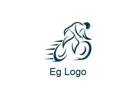 logo with an outline of a biker riding a bicycle