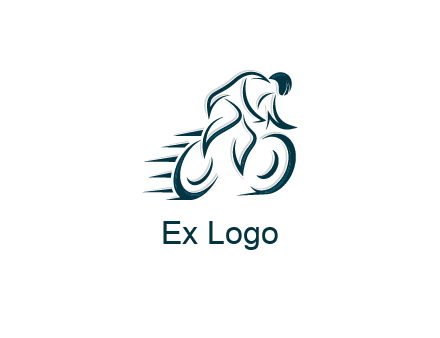 logo with an outline of a biker riding a bicycle