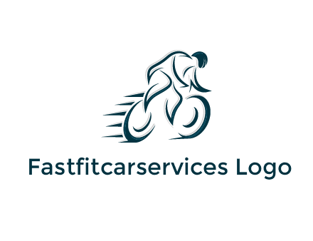 logo with an outline of a biker riding a bicycle