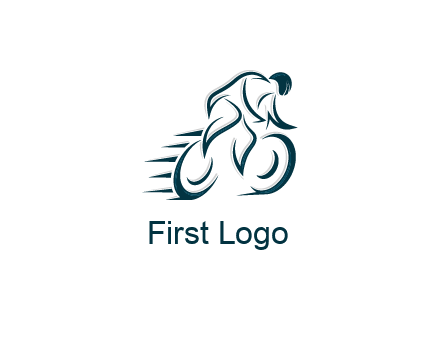 logo with an outline of a biker riding a bicycle