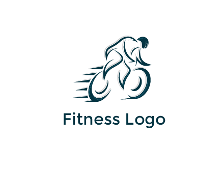 logo with an outline of a biker riding a bicycle